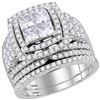 2.95 CTW Princess Diamond Halo Bridal Engagement Ring 14KT White Gold - REF-314K8W