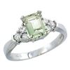 Natural 1.48 ctw green-amethyst & Diamond Engagement Ring 14K White Gold - REF-52H3W