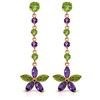 Genuine 4.8 ctw Peridot & Amethyst Earrings Jewelry 14KT Rose Gold - REF-56F8Z