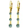 Genuine 2.5 ctw Blue Topaz Earrings Jewelry 14KT Yellow Gold - REF-39N3R