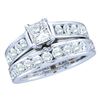 1.51 CTW Princess Diamond Bridal Engagement Ring 14KT White Gold - REF-240K2W