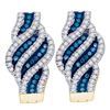 Image 1 : 0.33 CTW Blue Color Diamond Spiral Hoop Earrings 10KT Yellow Gold - REF-44K9W