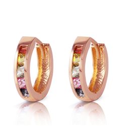 Genuine 1.30 ctw Multi-Color Sapphire Earrings Jewelry 14KT Rose Gold - REF-42Z6N