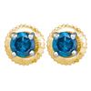 Image 1 : 0.25 CTW Blue Color Diamond Solitaire Stud Earrings 10KT Yellow Gold - REF-13W4K