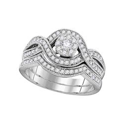 0.50 CTW Diamond Milgrain Bridal Wedding Engagement Ring 10KT White Gold - REF-67X4Y