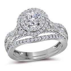 1.75 CTW Diamond Double Halo Bridal Engagement Ring 14KT White Gold - REF-367Y5X