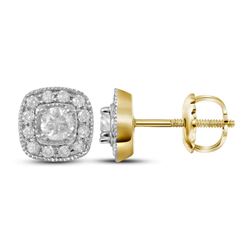 0.37 CTW Diamond Solitaire Square Earrings 14KT Yellow Gold - REF-41Y9X