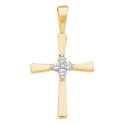 0.05 CTW Diamond Cluster Small Cross Pendant 14KT Yellow Gold - REF-7W4K