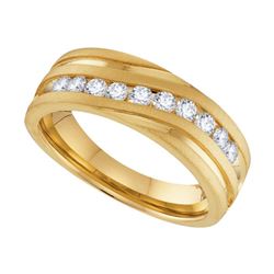 1 CTW Mens Diamond Wedding Ring 10KT Yellow Gold - REF-127F4N
