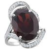 Image 1 : Natural 11.23 ctw garnet & Diamond Engagement Ring 14K White Gold - REF-118K9R