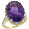 Image 1 : Natural 13.6 ctw Amethyst & Diamond Engagement Ring 10K Yellow Gold - REF-59Z2Y