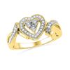 Image 1 : 0.10 CTW Diamond Heart Cluster Ring 10KT Yellow Gold - REF-22K4W