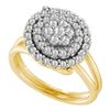 Image 1 : 0.75 CTW Diamond Circle Flower Cluster Ring 14KT Yellow Gold - REF-67Y4X