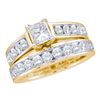 Image 1 : 2.02 CTW Princess Diamond Bridal Engagement Ring 14KT Yellow Gold - REF-337N4F