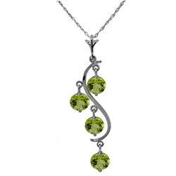 Genuine 2.25 ctw Peridot Necklace Jewelry 14KT White Gold - REF-30F2Z