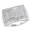 Image 1 : 0.76 CTW Mens Pave-set Diamond Convex Dome Ring 10KT White Gold - REF-87H2M