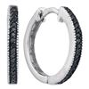0.10 CTW Black Color Diamond Hoop Earrings 10KT White Gold - REF-12X2Y