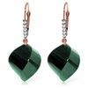 Genuine 30.65 ctw Green Sapphire Corundum & Diamond Earrings Jewelry 14KT Rose Gold - REF-62M3T