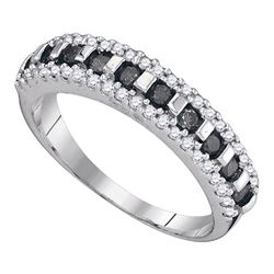 0.50 CTW Black Color Diamond Symmetrical Ring 10KT White Gold - REF-22X4Y