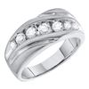 Image 1 : 1 CTW Mens Channel-set Diamond Single Row Wedding Ring 10KT White Gold - REF-97M4H