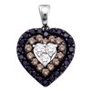0.50 CTW Black Color Diamond Heart Love Pendant 14KT White Gold - REF-32H9M