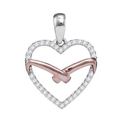 0.17 CTW Diamond Heart Outline Pendant 10KT Two-tone Gold - REF-14N9F
