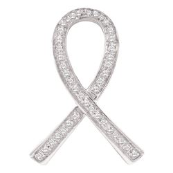 0.10 CTW Diamond Awareness Ribbon Pendant 10KT White Gold - REF-13M4H