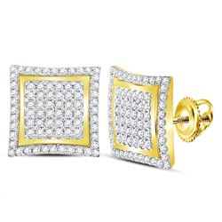 1 CTW Mens Diamond Square Kite Cluster Stud Earrings 10KT Yellow Gold - REF-37K5W