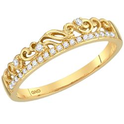0.07 CTW Diamond Floral Stackable Ring 10KT Yellow Gold - REF-13H4M