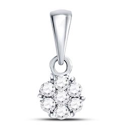 0.11 CTW Diamond Cluster Pendant 14KT White Gold - REF-10Y5X