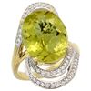 Image 1 : Natural 11.2 ctw lemon-quartz & Diamond Engagement Ring 14K Yellow Gold - REF-89G9M
