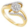 Image 1 : 0.50 CTW Diamond Swirl Strand Flower Cluster Ring 14KT Yellow Gold - REF-52W4K