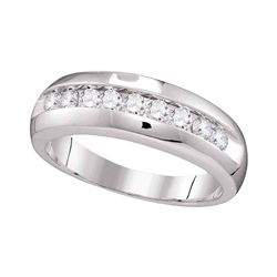 0.50 CTW Mens Diamond Single Row Wedding Anniversary Ring 10KT White Gold - REF-44W9K