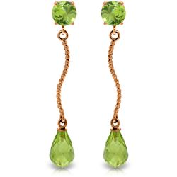 Genuine 4.3 ctw Peridot Earrings Jewelry 14KT Rose Gold - REF-23K5V