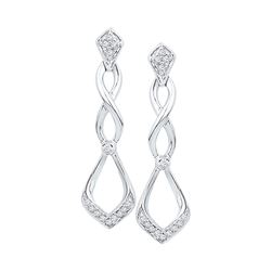 0.10 CTW Diamond Cascading Teardrop Dangle Earrings 10KT White Gold - REF-14W9K