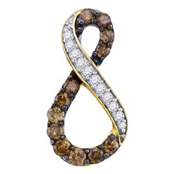 0.50 CTW Cognac-brown Color Diamond Infinity Pendant 10KT Yellow Gold - REF-22F4N