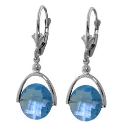 Genuine 6.5 ctw Blue Topaz Earrings Jewelry 14KT White Gold - REF-43N4R
