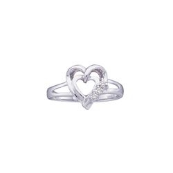 0.03 CTW Diamond Simple Heart Ring 10KT White Gold - REF-14X9Y