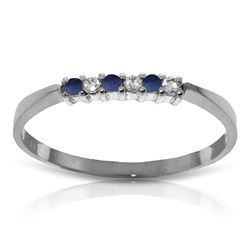 Genuine 0.11 ctw Sapphire & Diamond Ring Jewelry 14KT White Gold - REF-27Z5N