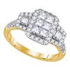 Image 1 : 1.02 CTW Princess Diamond Rectangle Cluster Bridal Ring 14KT Yellow Gold - REF-119X9Y