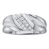 Image 1 : 0.12 CTW Diamond Mens Lightweight 2-row Channel-set Ring 14k White Gold - REF-26H9M