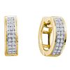 Image 1 : 0.15 CTW Diamond Double Row Huggie Hoop Earrings 10KT Yellow Gold - REF-20F9N