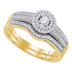 0.33 CTW Diamond Halo Bridal Engagement Ring 10KT Yellow Gold - REF-44W9K