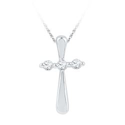 0.15 CTW Diamond Cross Pendant 10KT White Gold - REF-14W9K