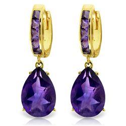 Genuine 13.2 ctw Amethyst Earrings Jewelry 14KT Yellow Gold - REF-67Z5N