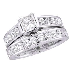 2.02 CTW Princess Diamond Bridal Engagement Ring 14KT White Gold - REF-337X4Y