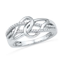 0.16 CTW Diamond Infinity Loop Knot Lasso Ring 10KT White Gold - REF-24H2M