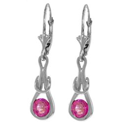 Genuine 1.30 ctw Pink Topaz Earrings Jewelry 14KT White Gold - REF-49A3K