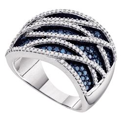 1.34 CTW Blue Color Diamond Fashion Ring 10KT White Gold - REF-87Y2X