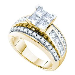 2 CTW Princess Diamond Cluster Bridal Engagement Ring 14KT Yellow Gold - REF-277X4Y